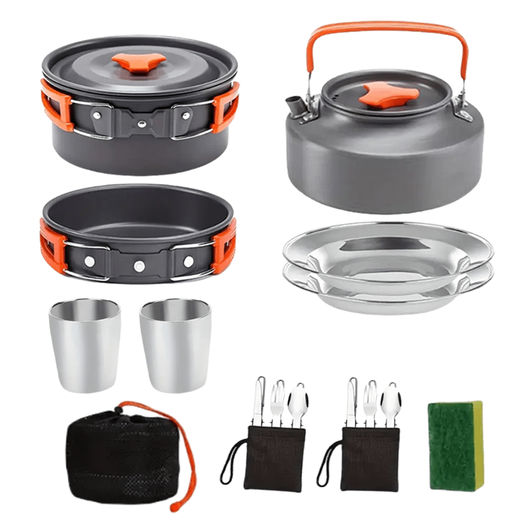 17-Piece Portable Non-Stick Aluminum Camping Cookware Set