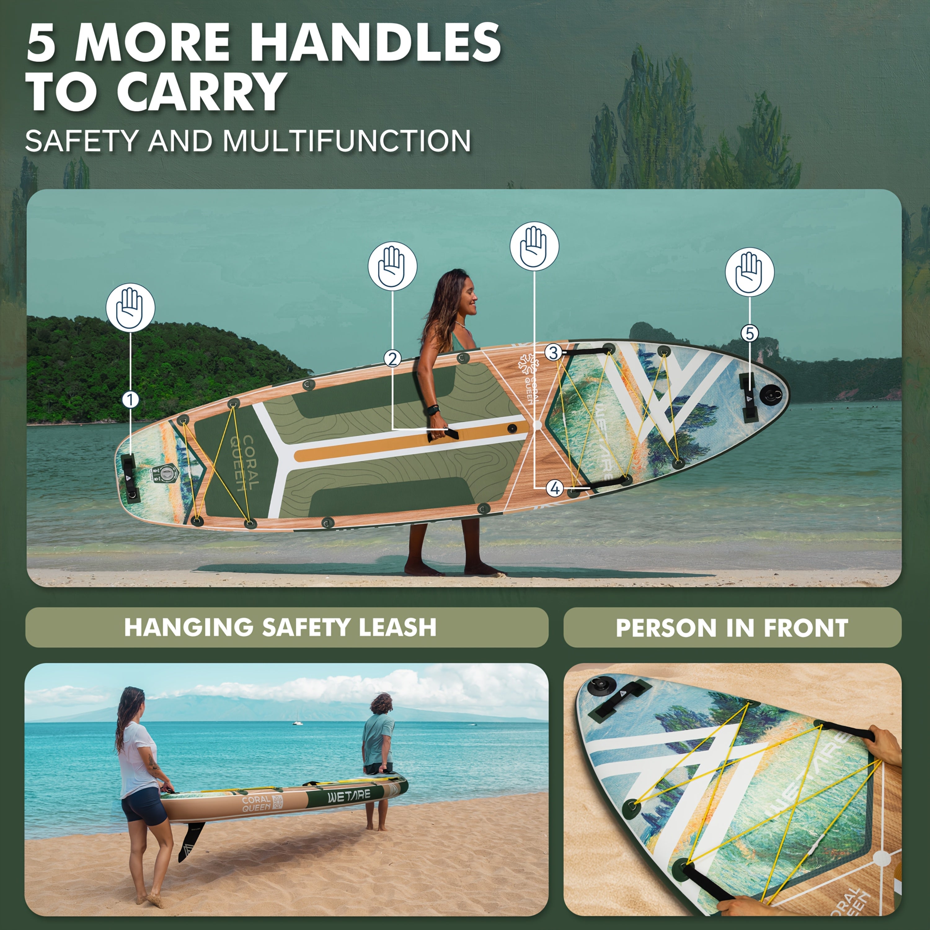 WETARE Coral Queen Inflatable SUP – 11'6"x35", 450lbs Capacity, All-in-One