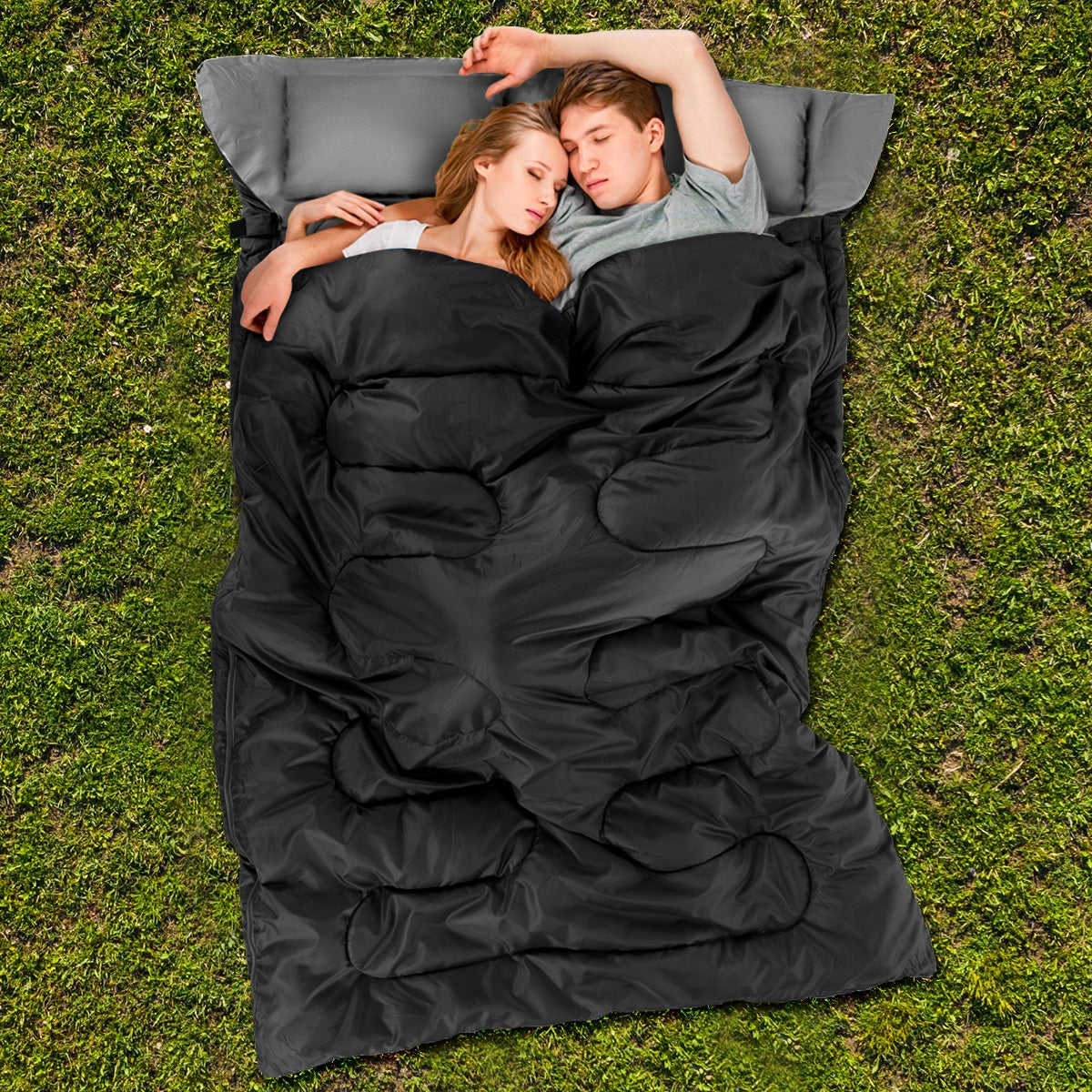 2-Person Waterproof Sleeping Bag with Pillows – 32°F Rated, Splits into 2
