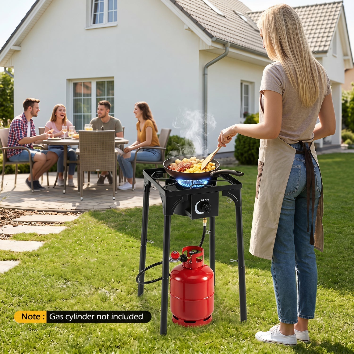 Single Burner Propane Camping Stove – 80,000 BTU with Regulator & 8-Leg Stand