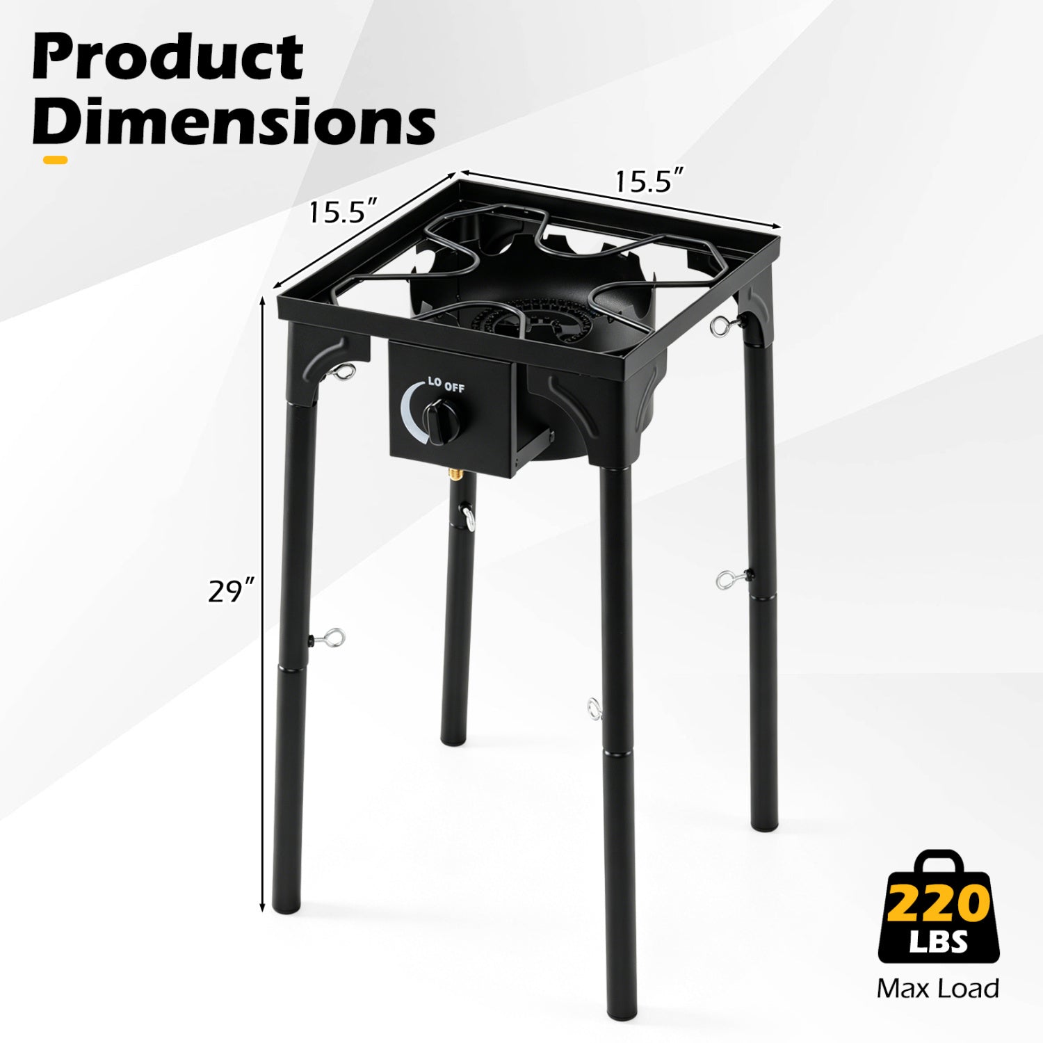 Single Burner Propane Camping Stove – 80,000 BTU with Regulator & 8-Leg Stand
