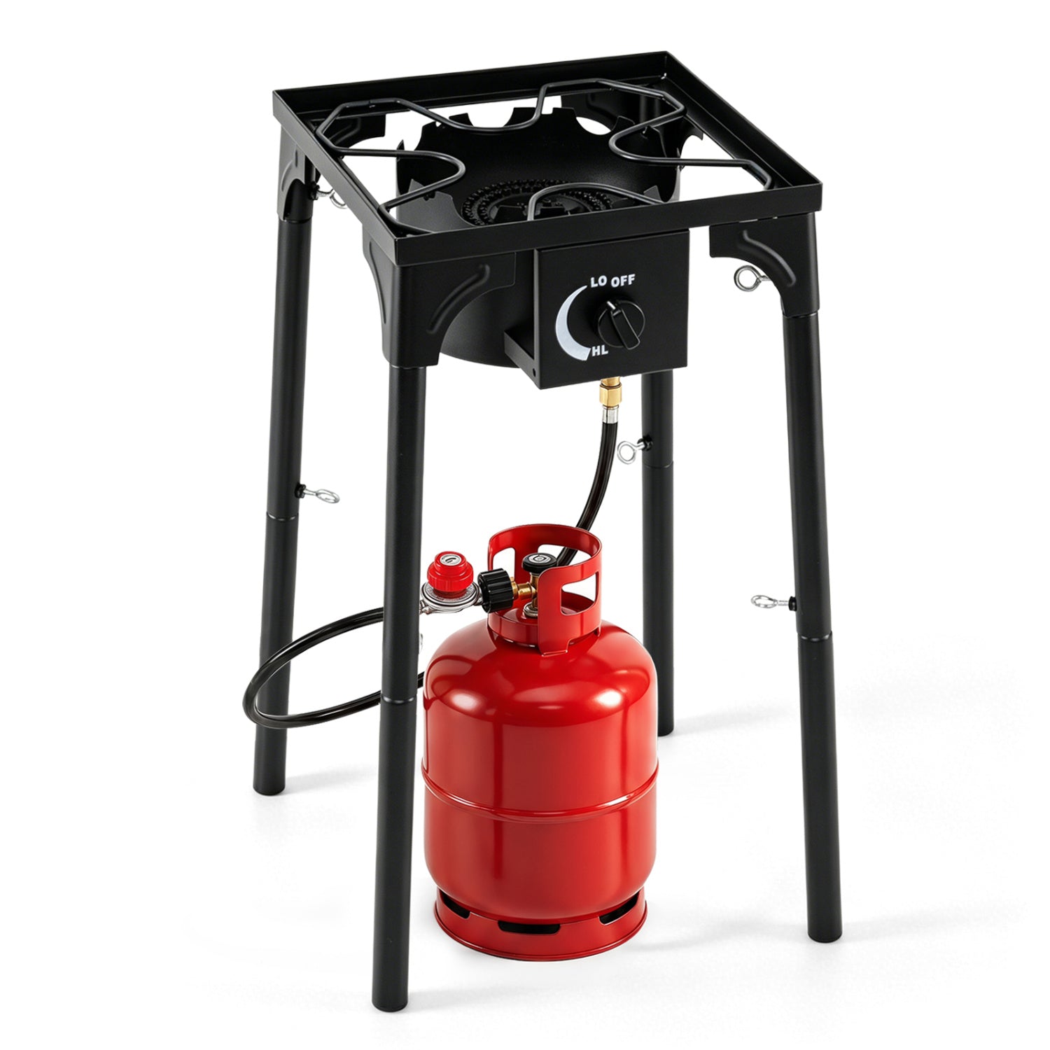 Single Burner Propane Camping Stove – 80,000 BTU with Regulator & 8-Leg Stand