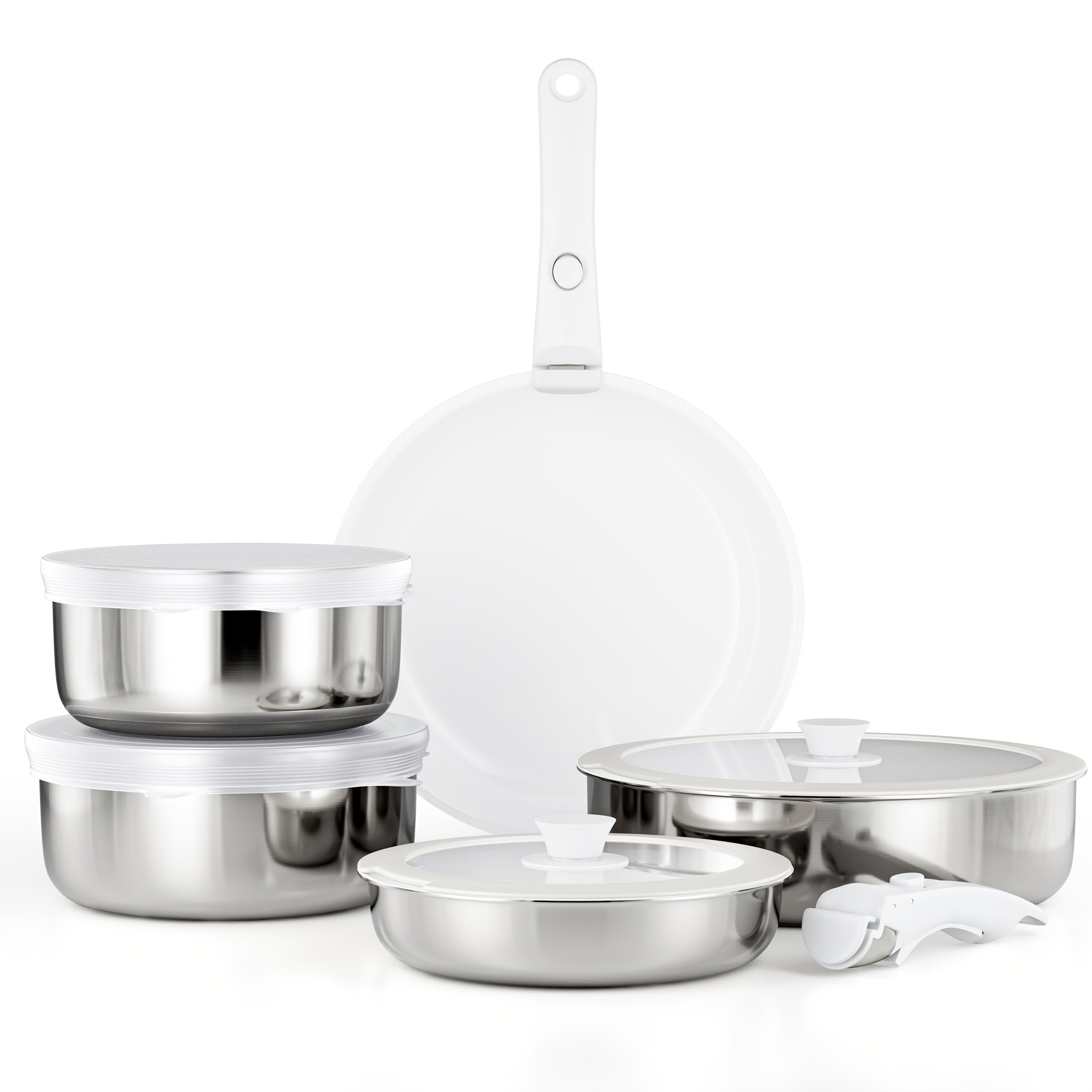 5-Piece Detachable Nonstick Cookware Set – Stackable Pots & Pans with Removable Handles