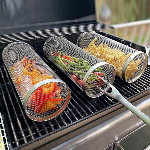 Portable Metal BBQ Grilling Basket for Outdoor Camping