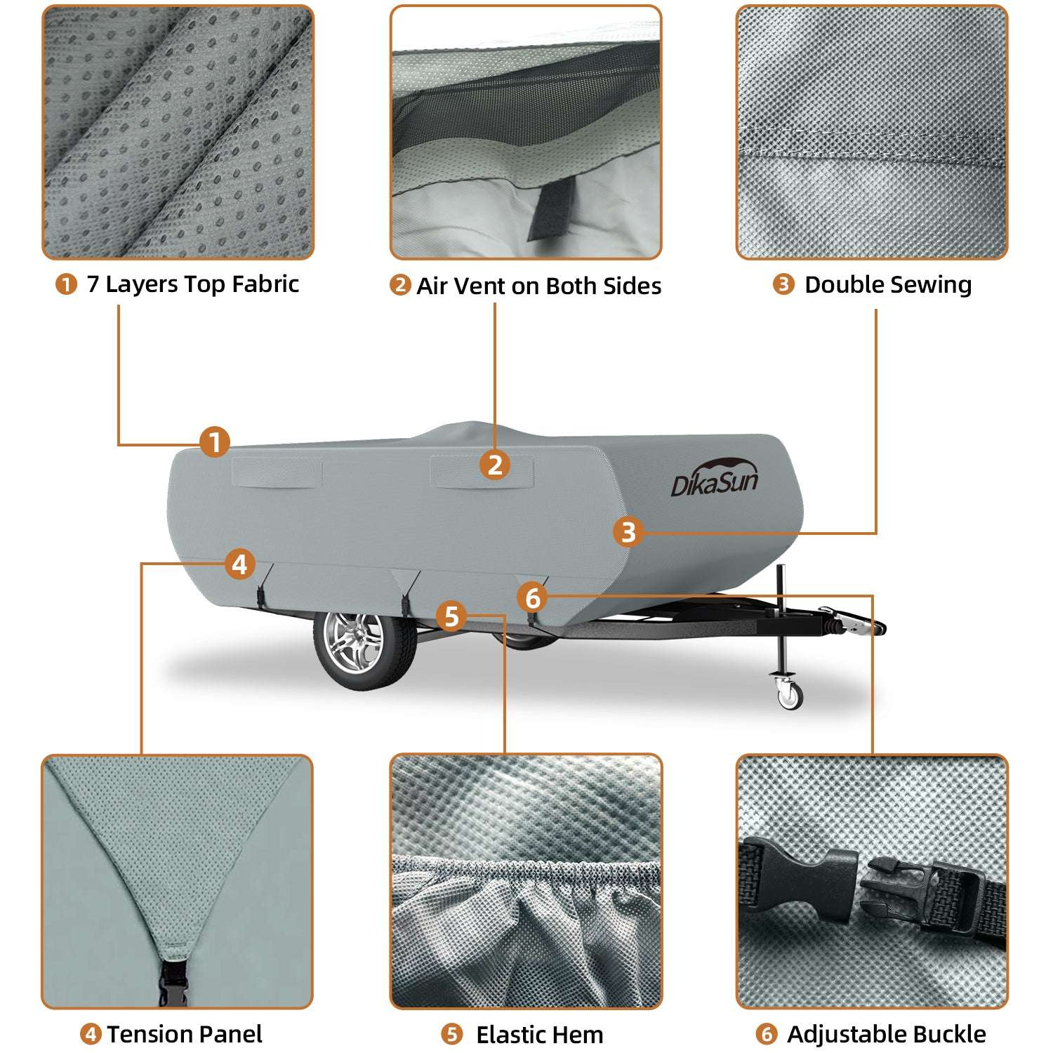 DikaSun Pop-Up Camper Cover – 7-Layer Roof