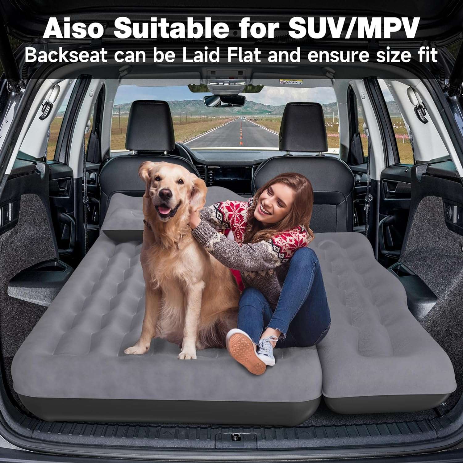 DikaSun Backseat Air Mattress for SUV, Car & Truck – 24" Width | Grey