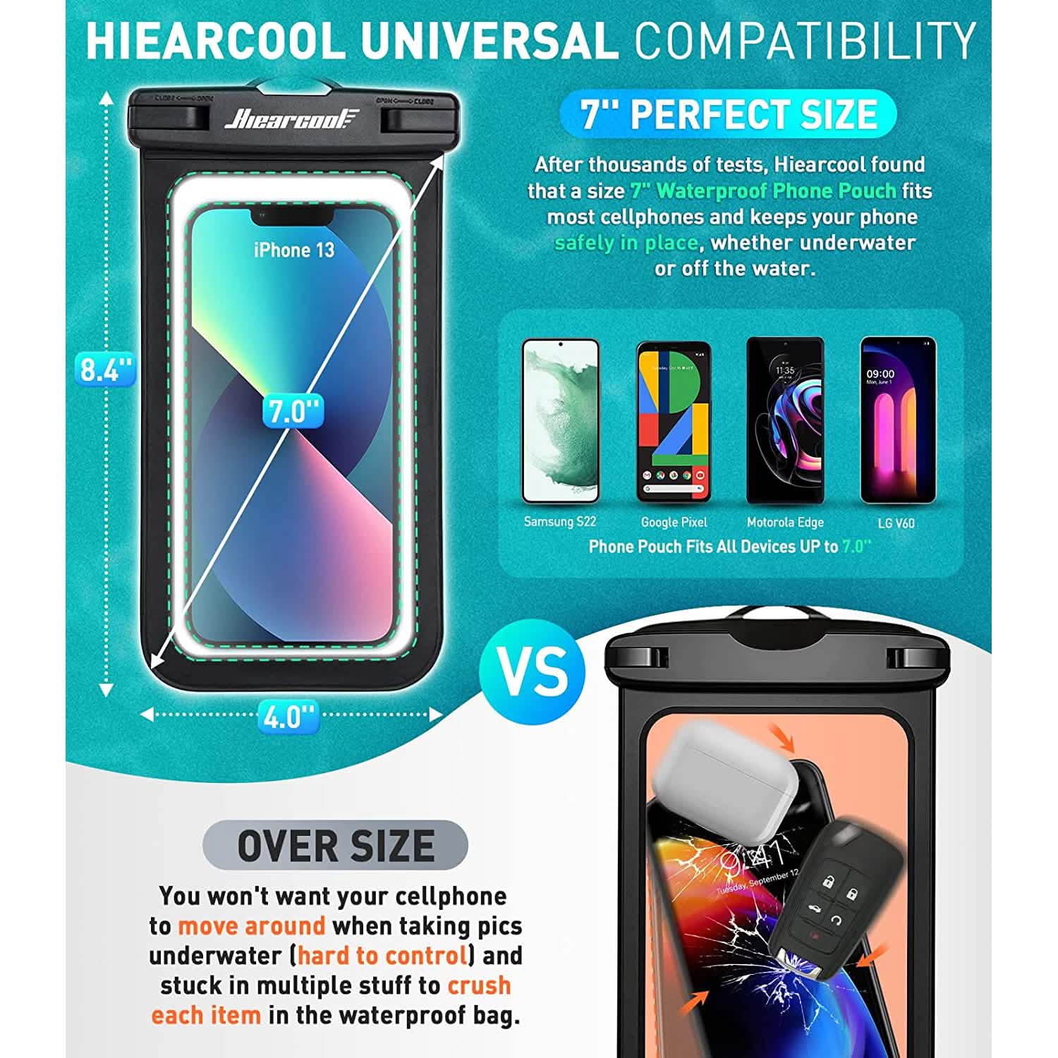2-Pack Universal Waterproof Phone Cases