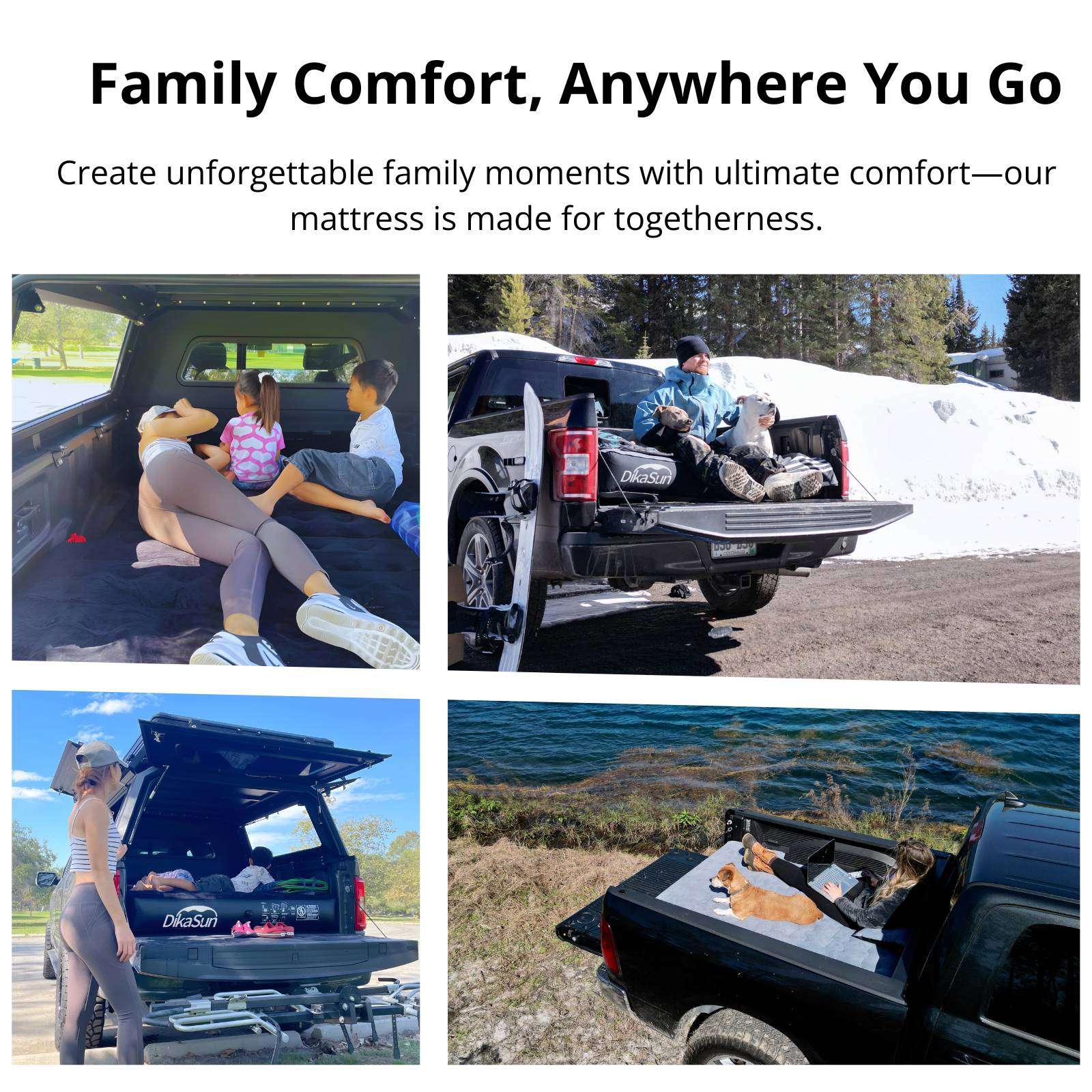 DikaSun Full Size Pickup Truck Bed Air Mattress – Fits 6.0 to 6.5 ft Beds | Black