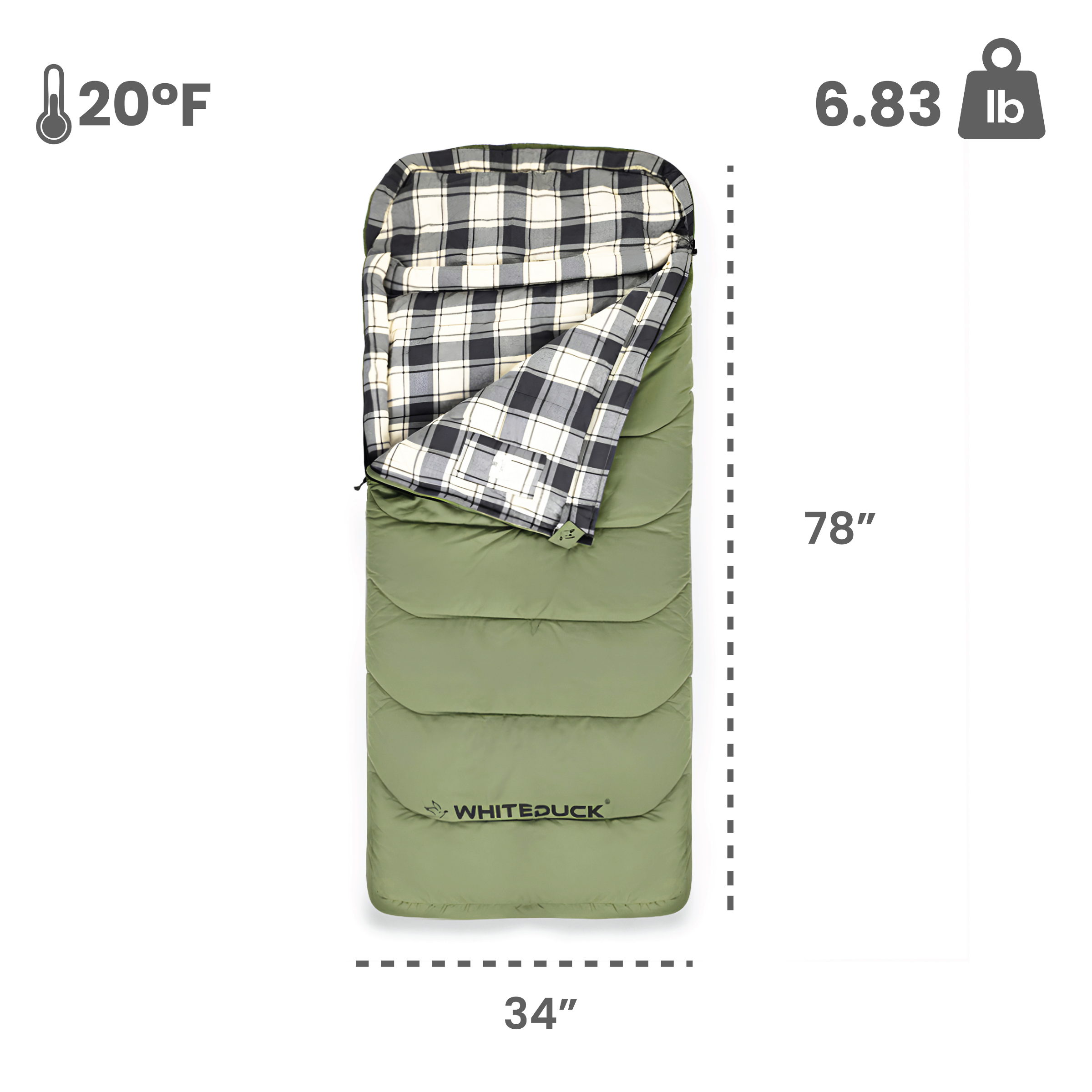 White Duck Slumbernest™ 20°F Flannel-Lined Sleeping Bag