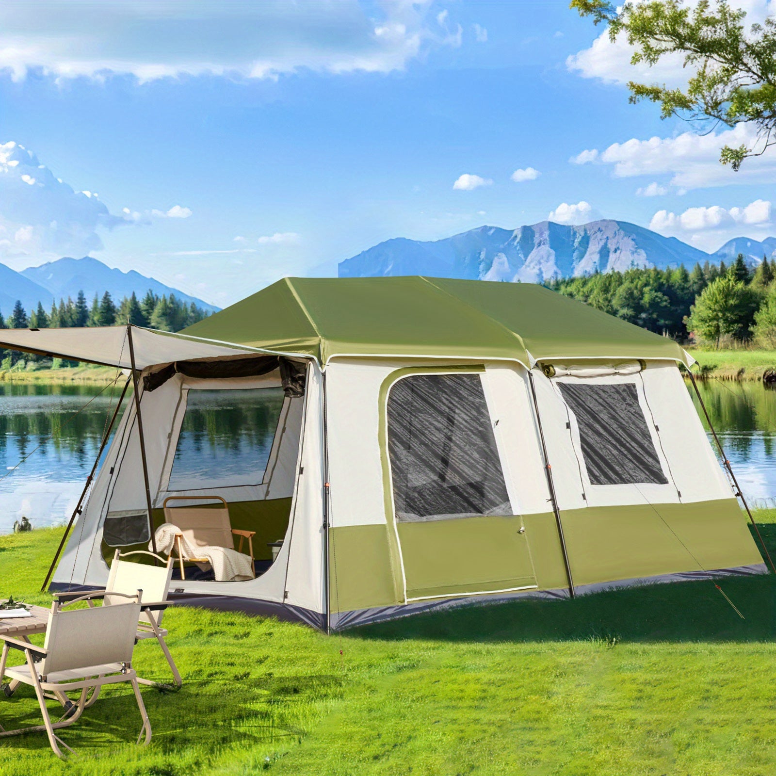 OYEROL 4-10 Person Instant Pop-Up Camping Tent – 60s Setup, 4-Season