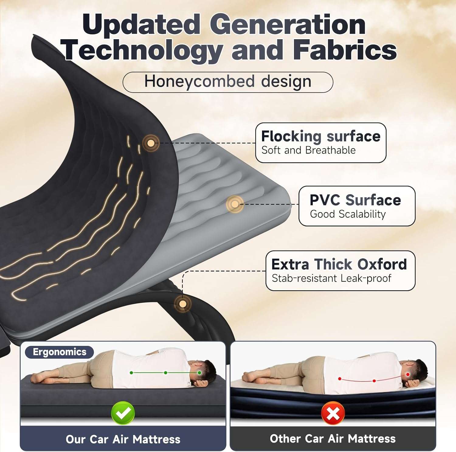 DikaSun Backseat Air Mattress for SUV, Car & Truck – 24" Width | Black