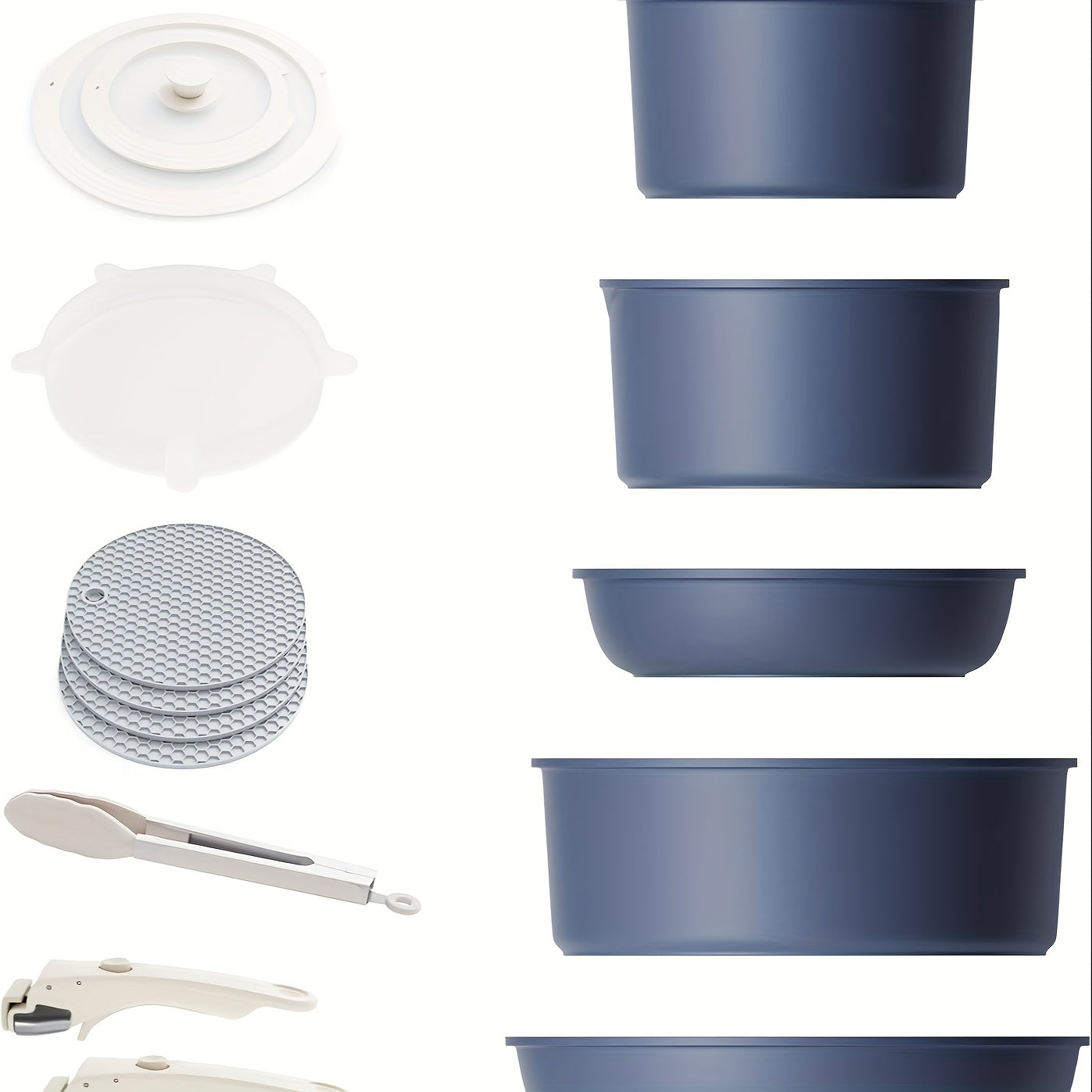 5-Piece Detachable Nonstick Cookware Set – Stackable Pots & Pans with Removable Handles