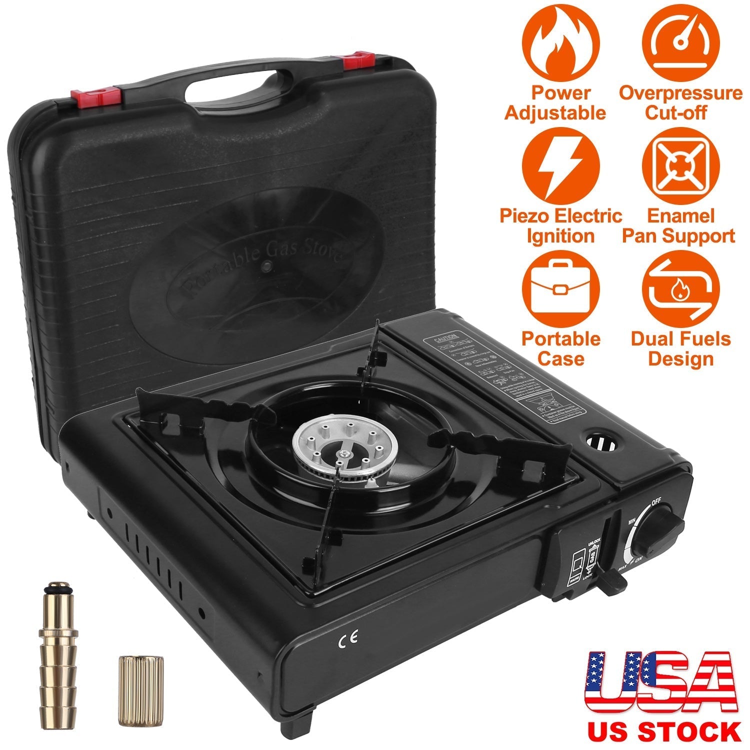 3300W Portable Camping Stove – Dual Fuel Butane Burner with Piezo Ignition & Auto Tank Ejection