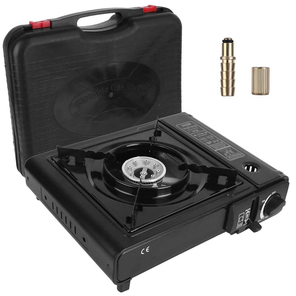 Portable Dual-Fuel Tabletop Camping Stove with Carrying Case