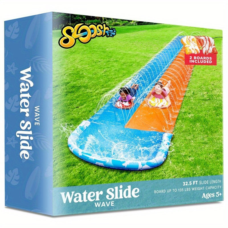 SYNCFUN 32.5ft Extra Long Water Slide – Double Slide with 2 Inflatable Boards