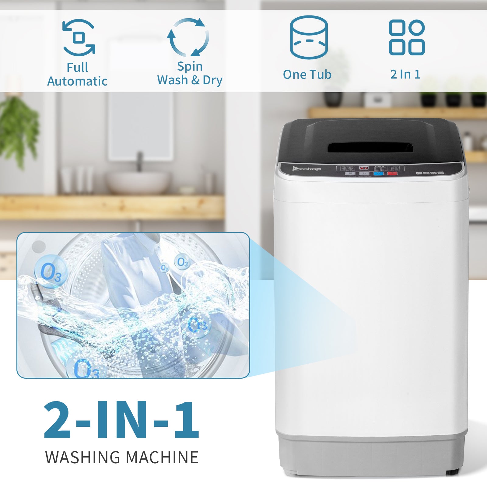 Full Automatic 17.6Lbs Top-Load Portable Washer & Dryer – 2-in-1