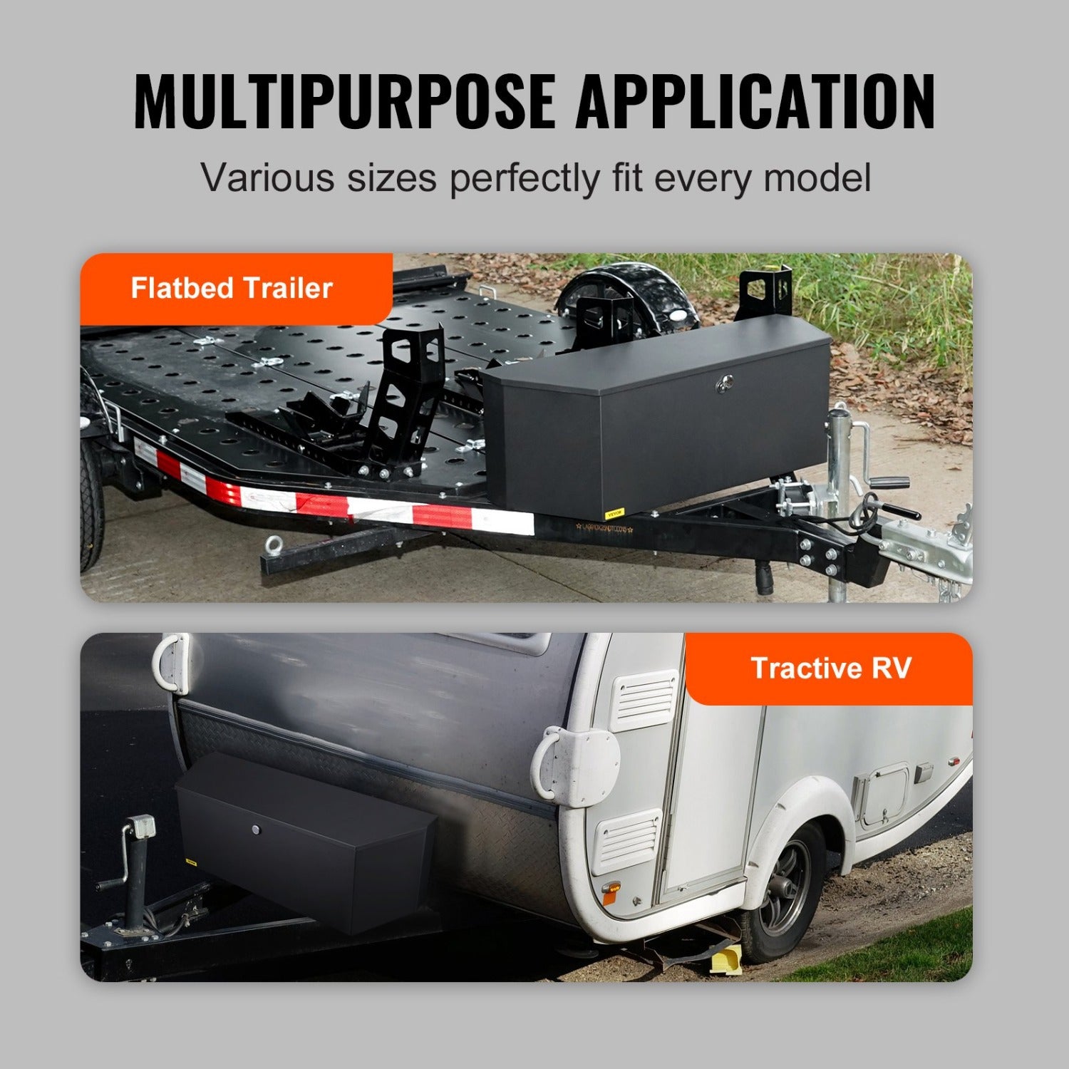 36" RV Trailer Tongue Box – Weatherproof Carbon Steel with Dual Locks & Gas Strut Lid