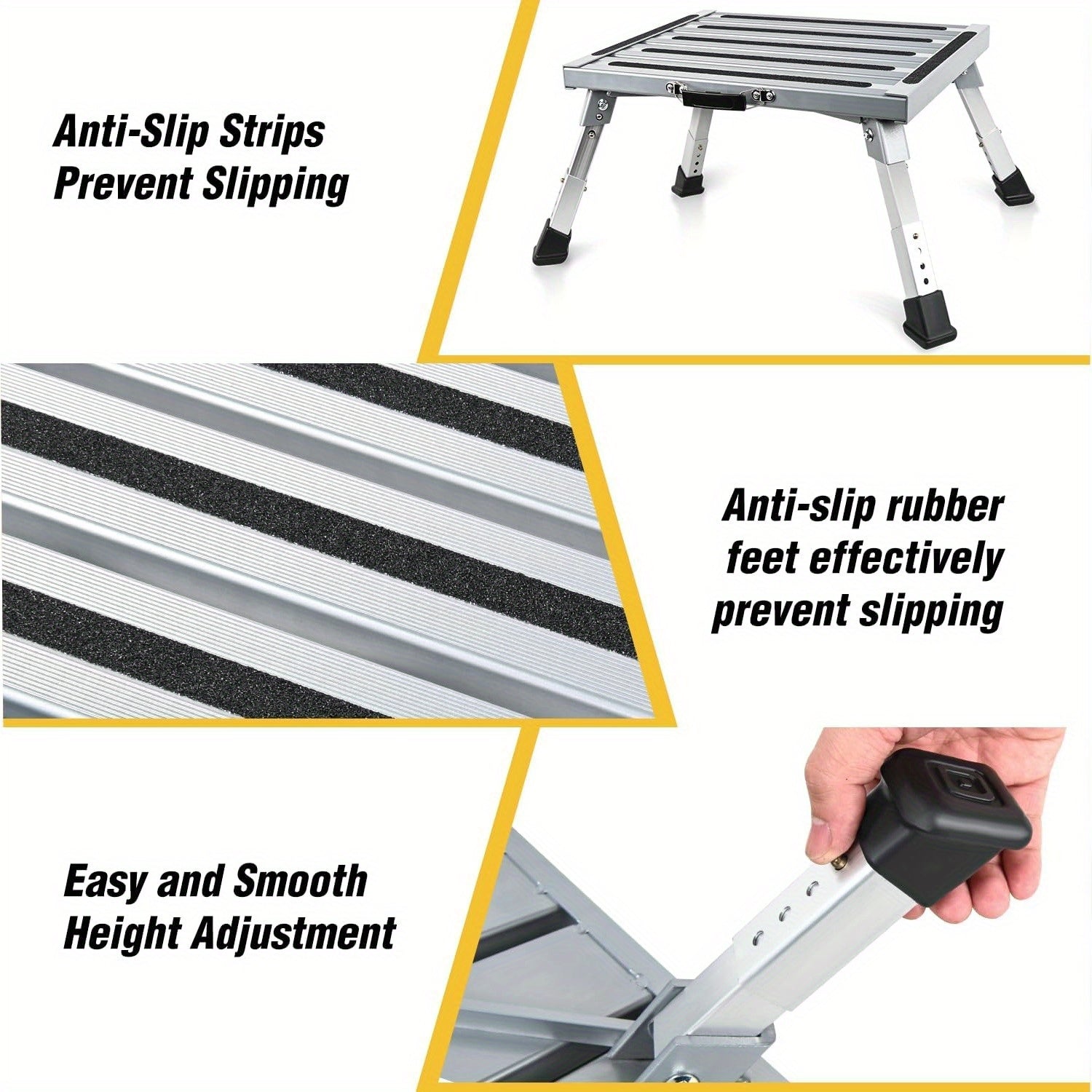 WAYWE Aluminum RV Step Stool – 4-Level Folding Platform, 500 lbs Capacity