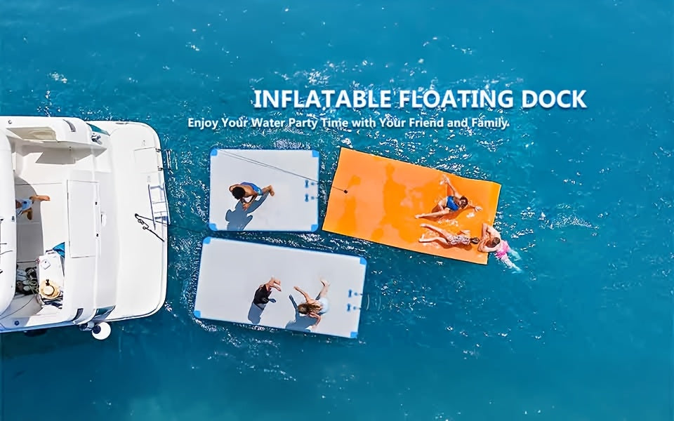 Heavy-Duty Inflatable Floating Dock – 6–12ft Modular Water Platform with Ladder