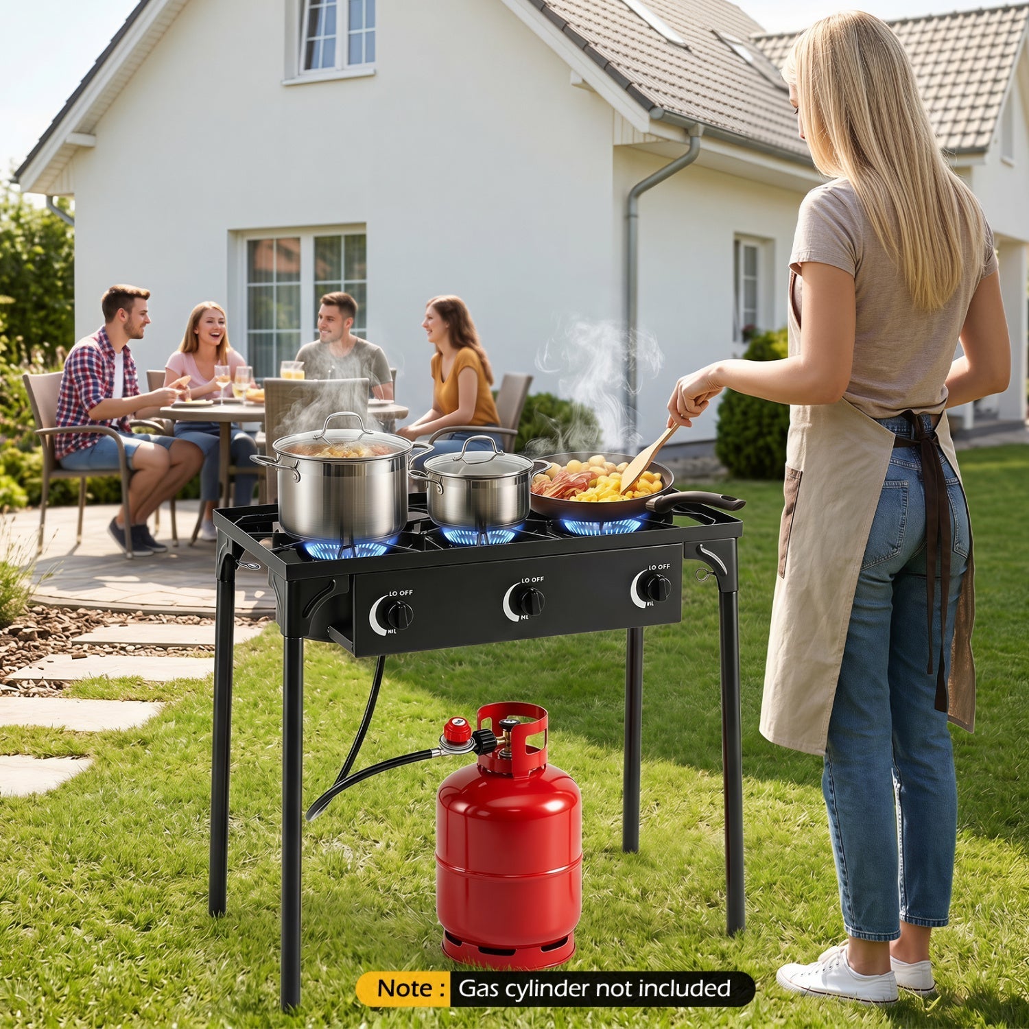 3-Burner Propane Outdoor Stove & Grill – 240,000 BTU, 660 lb Capacity