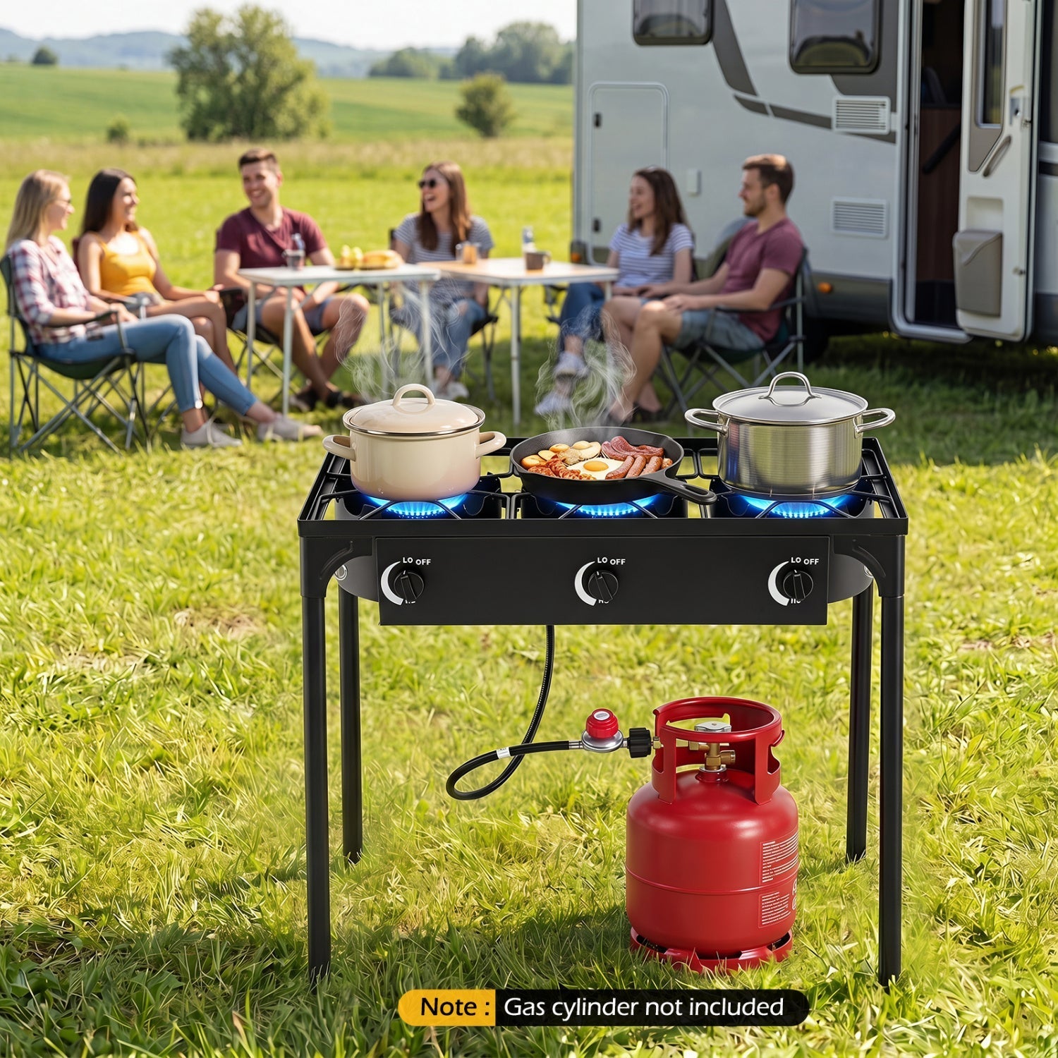 3-Burner Propane Outdoor Stove & Grill – 240,000 BTU, 660 lb Capacity