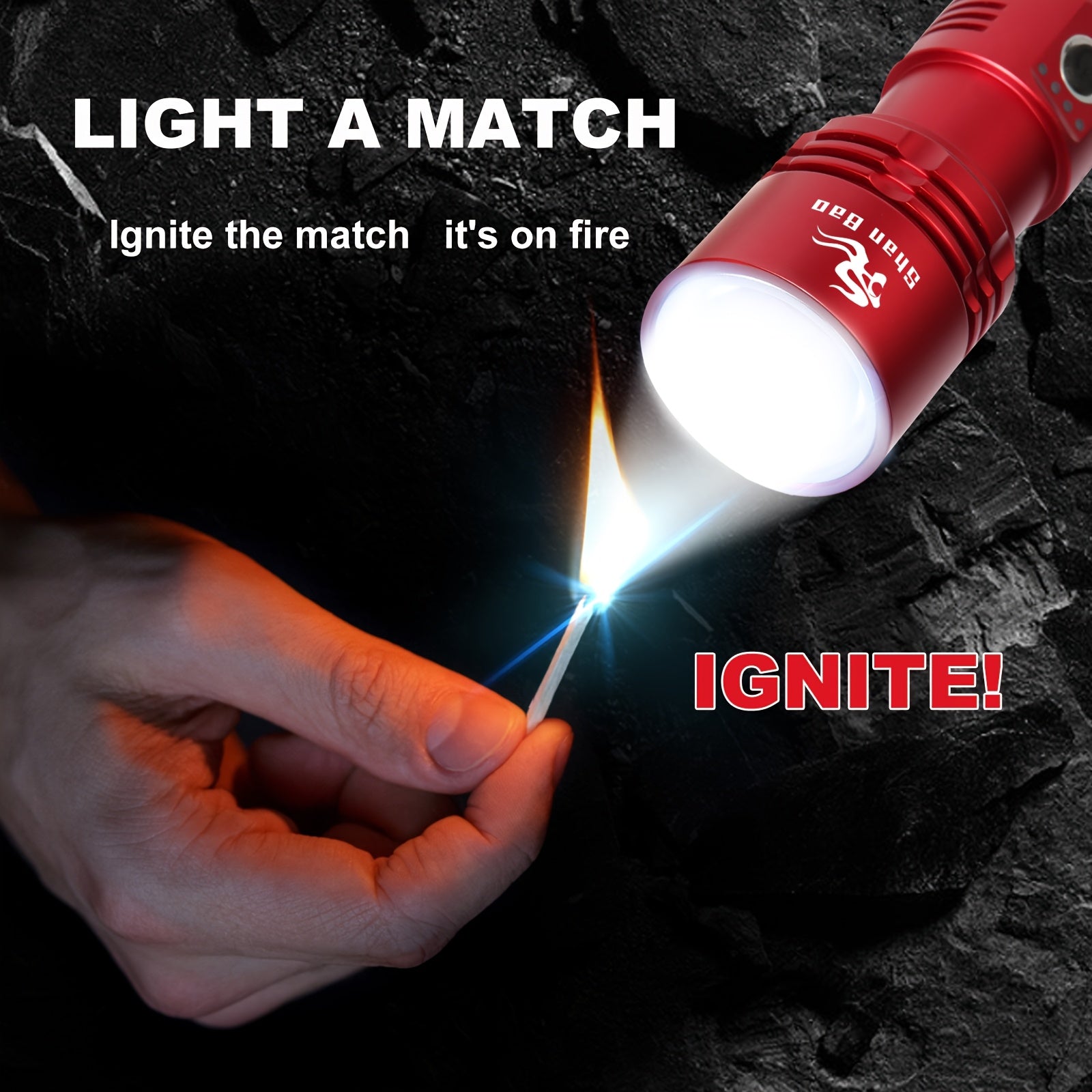 Shan Bao Red LED Flashlight – Rechargeable & Zoomable, 5000mAh