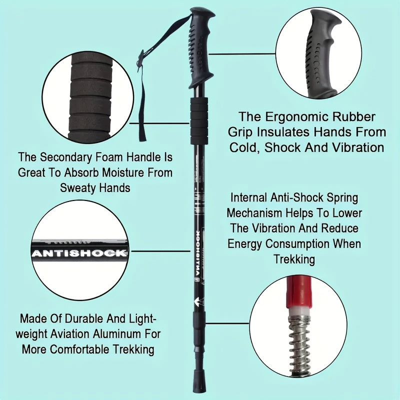 Adjustable Hiking Poles – 2pcs Aluminum Alloy Trekking Sticks