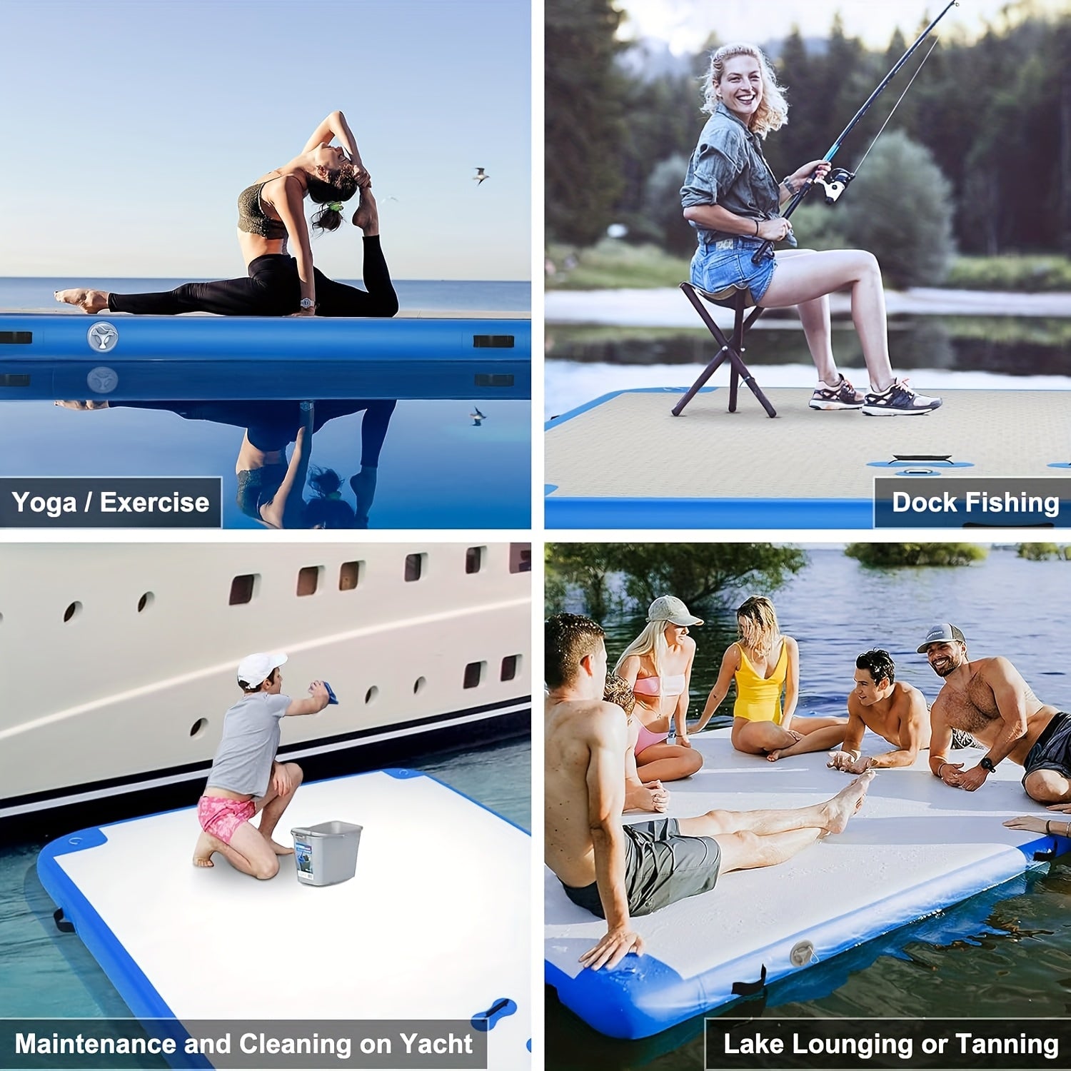 Heavy-Duty Inflatable Floating Dock – 6–12ft Modular Water Platform with Ladder