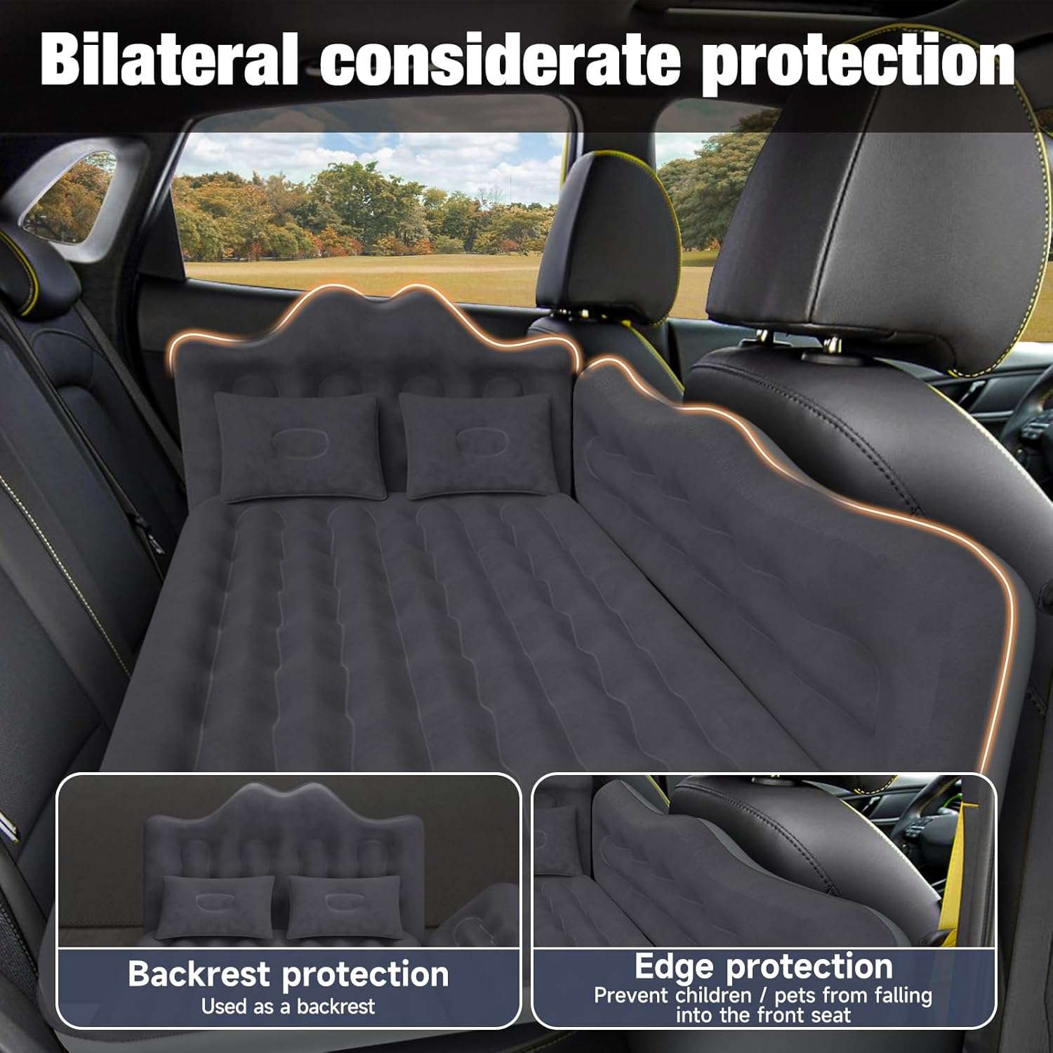 DikaSun Backseat Air Mattress for SUV, Car & Truck – 24" Width | Black