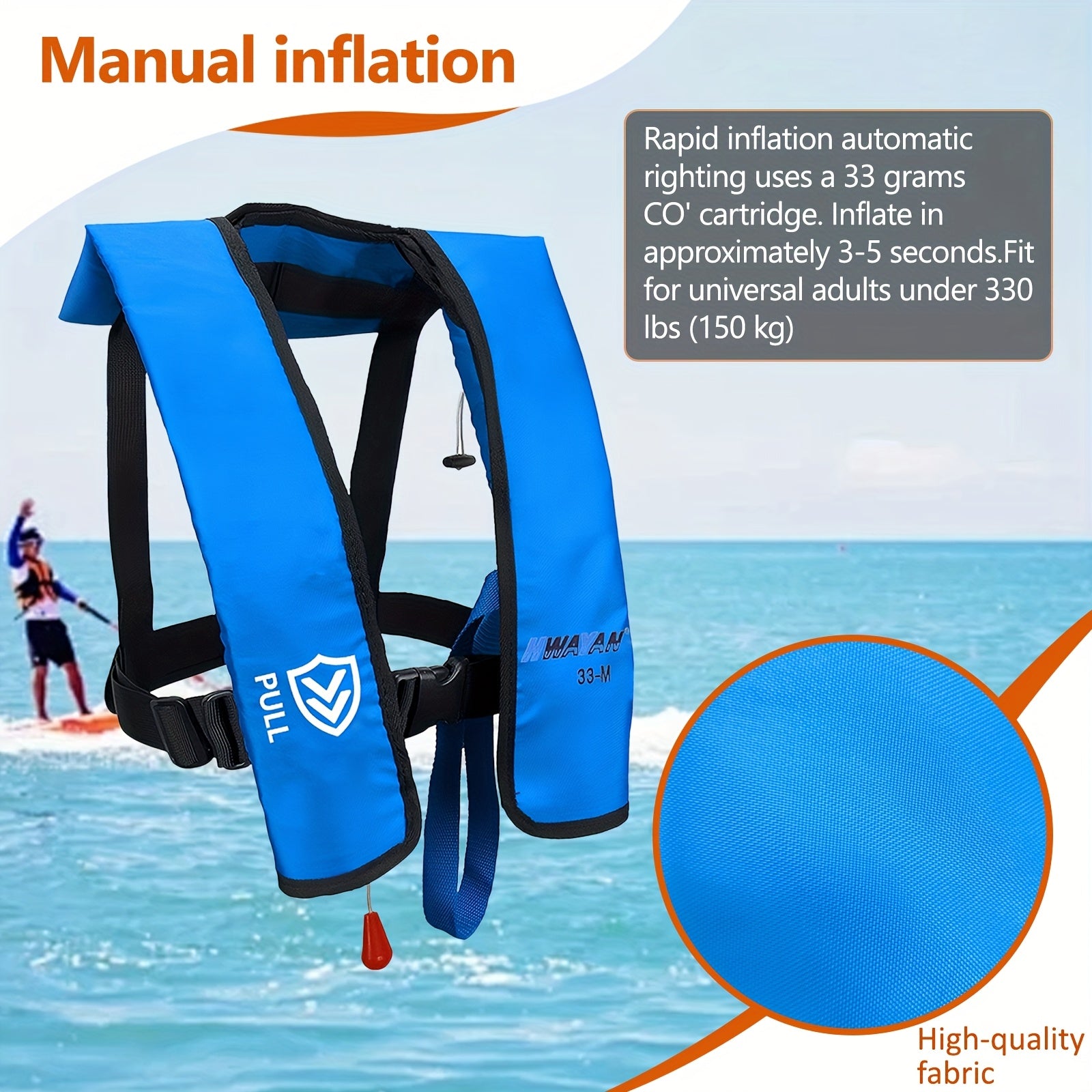 HWAYAN Inflatable Life Vest – Adjustable Adult PFD, 330 lbs Capacity