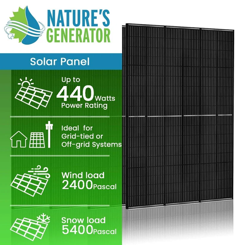 Nature's Generator 440W Monocrystalline Solar Panel — 2 Pack (880W Total)