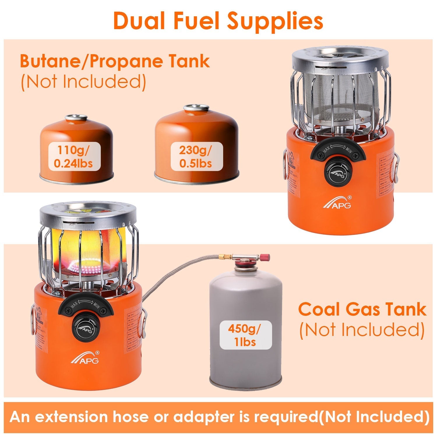 2-in-1 Camping Stove & Tent Heater – 2000W, 360° Radiant Heat, 3 Modes