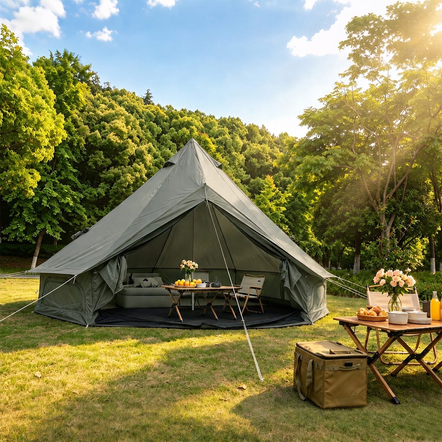 Oxford Bell Tent with Stove Jack – 4-Season Family Camping & Glamping Tent