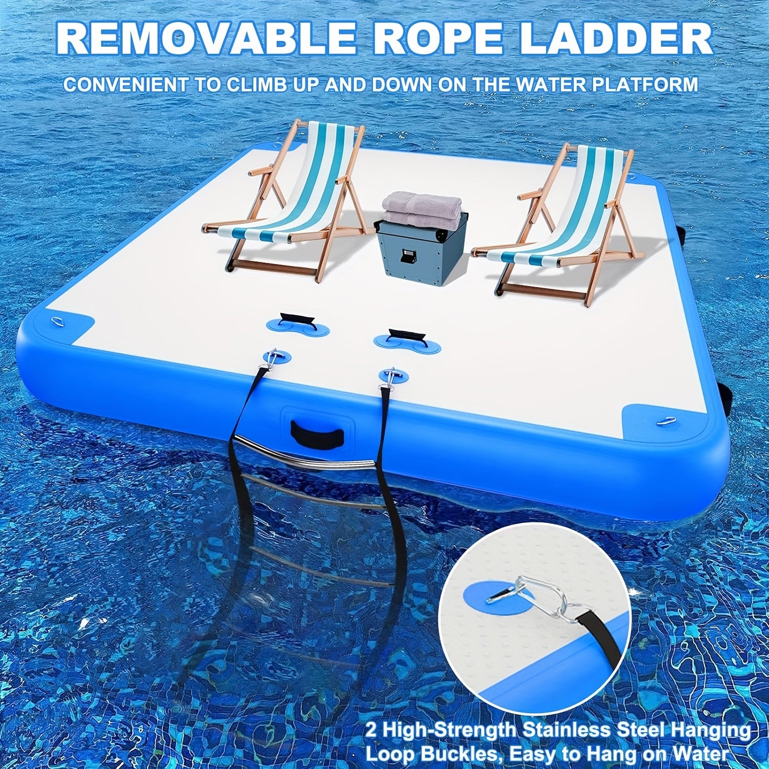 Heavy-Duty Inflatable Floating Dock – 6–12ft Modular Water Platform with Ladder