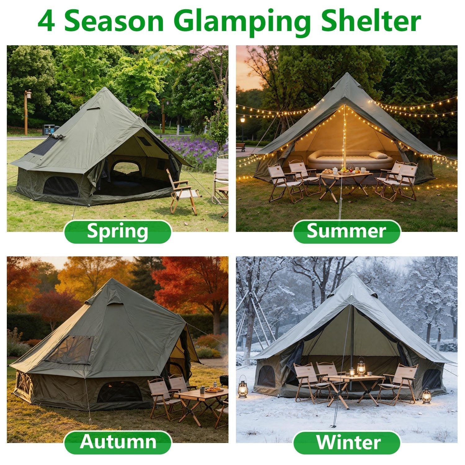 Oxford Bell Tent with Stove Jack – 4-Season Family Camping & Glamping Tent