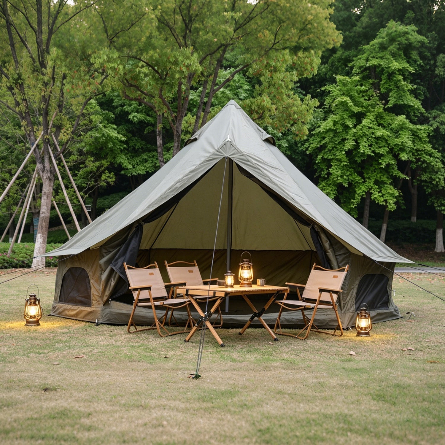 Oxford Bell Tent with Stove Jack – 4-Season Family Camping & Glamping Tent