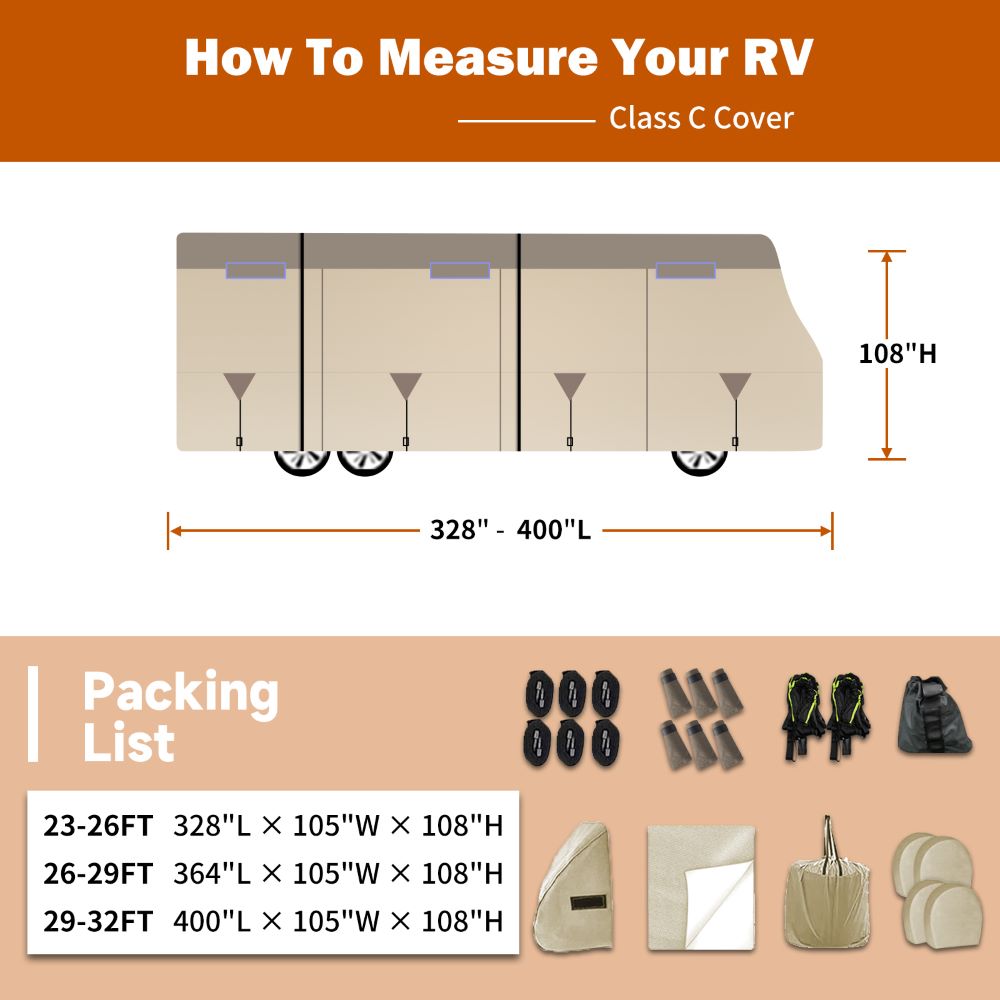 Umbrauto Class C Motorhome Cover with Tire Covers – Khaki