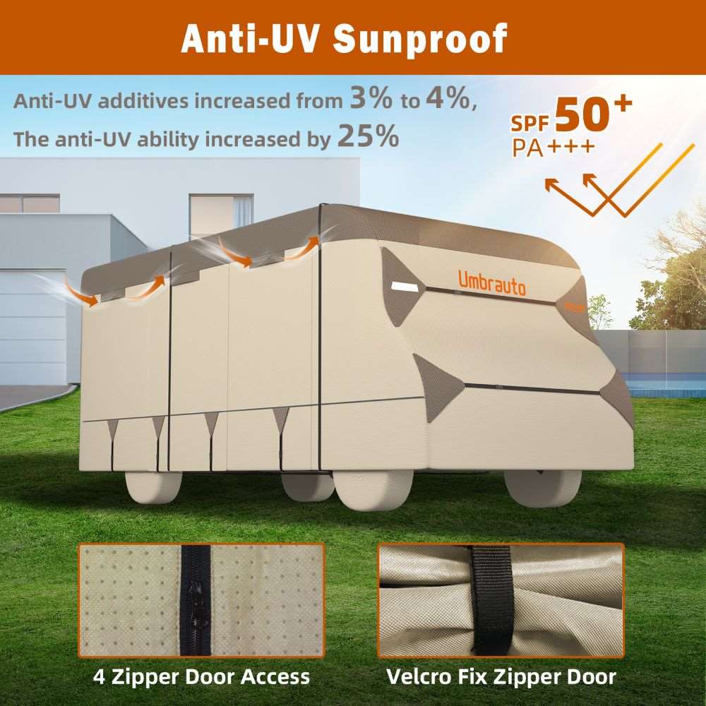 Umbrauto Class C Motorhome Cover with Tire Covers – Khaki