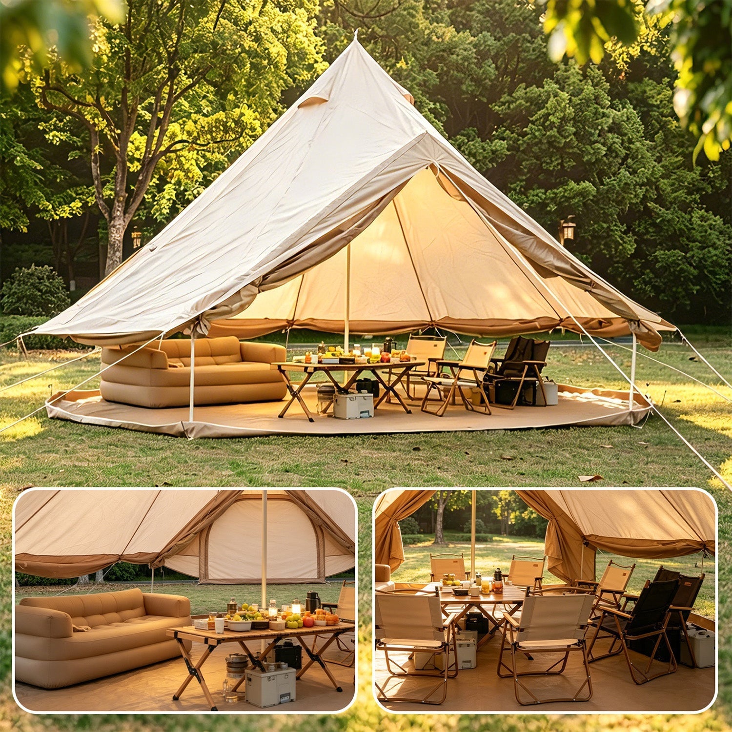 Oxford Bell Tent with Stove Jack – 4-Season Family Camping & Glamping Tent
