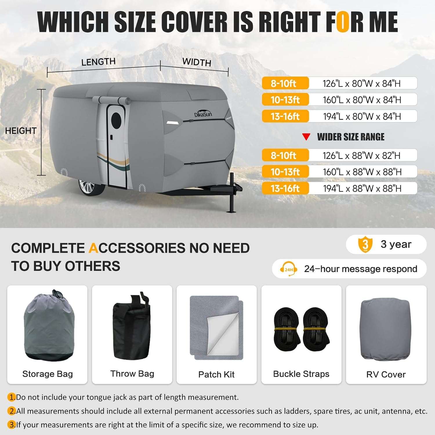 DikaSun Fiberglass Travel Trailer Cover – 7-Layer Roof