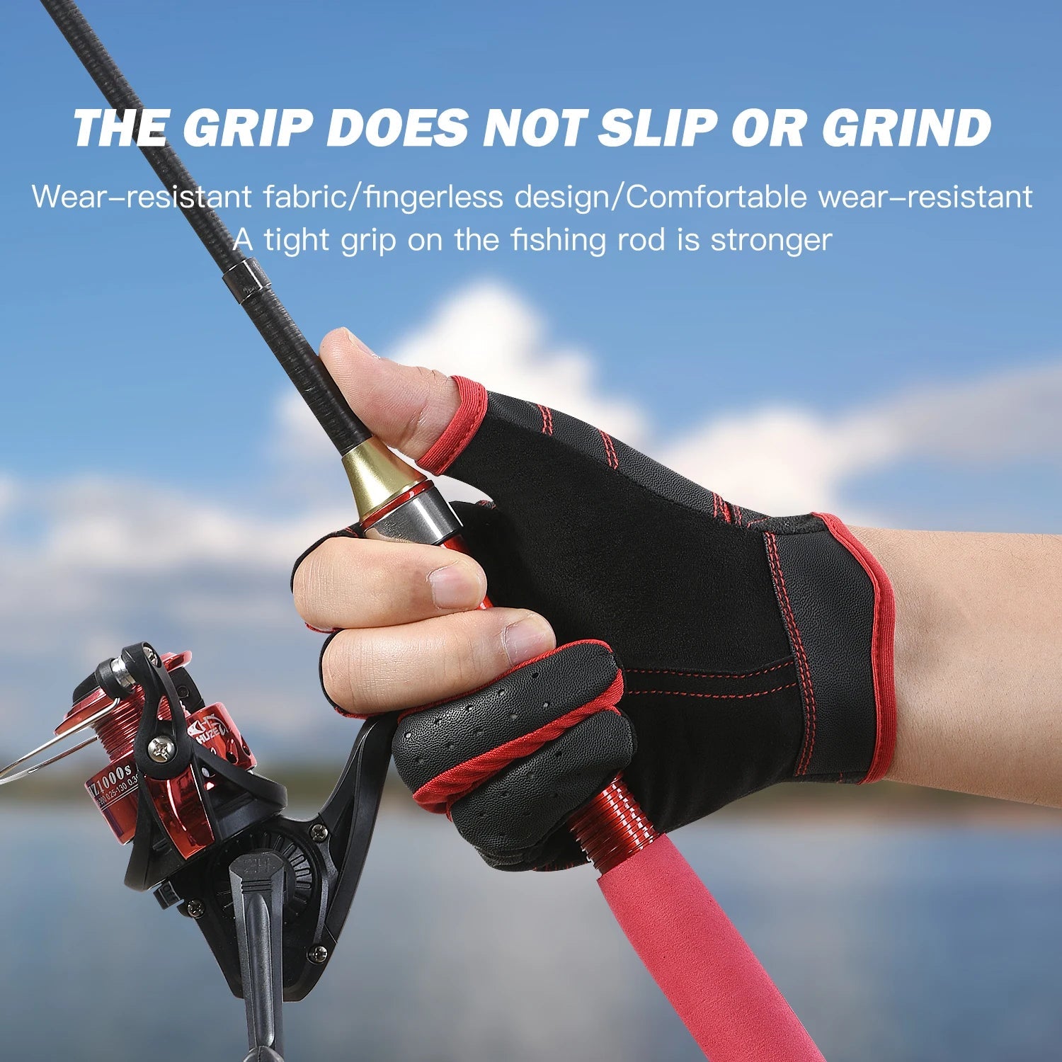 Outdoor sports autumn and winter anti slip breathable dew three finger wear-resistant and anti cutting lure fishing gloves