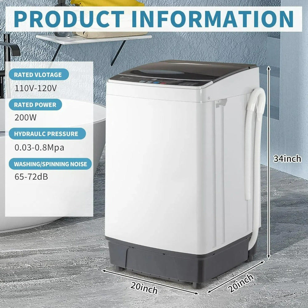 Full Automatic 17.6Lbs Top-Load Portable Washer & Dryer – 2-in-1