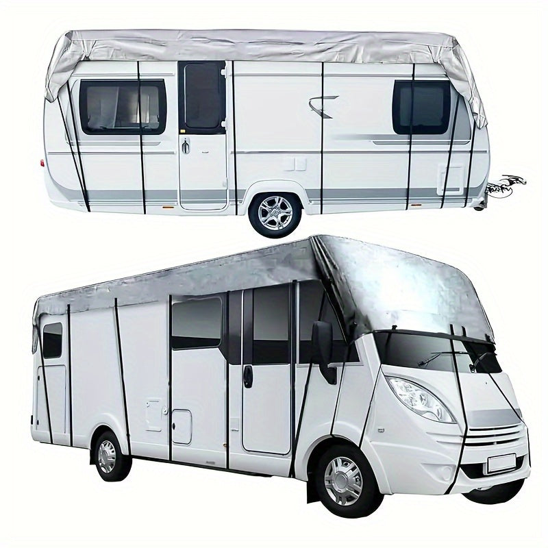 Heavy-Duty All-Weather RV Cover – Adjustable Straps & Hooks