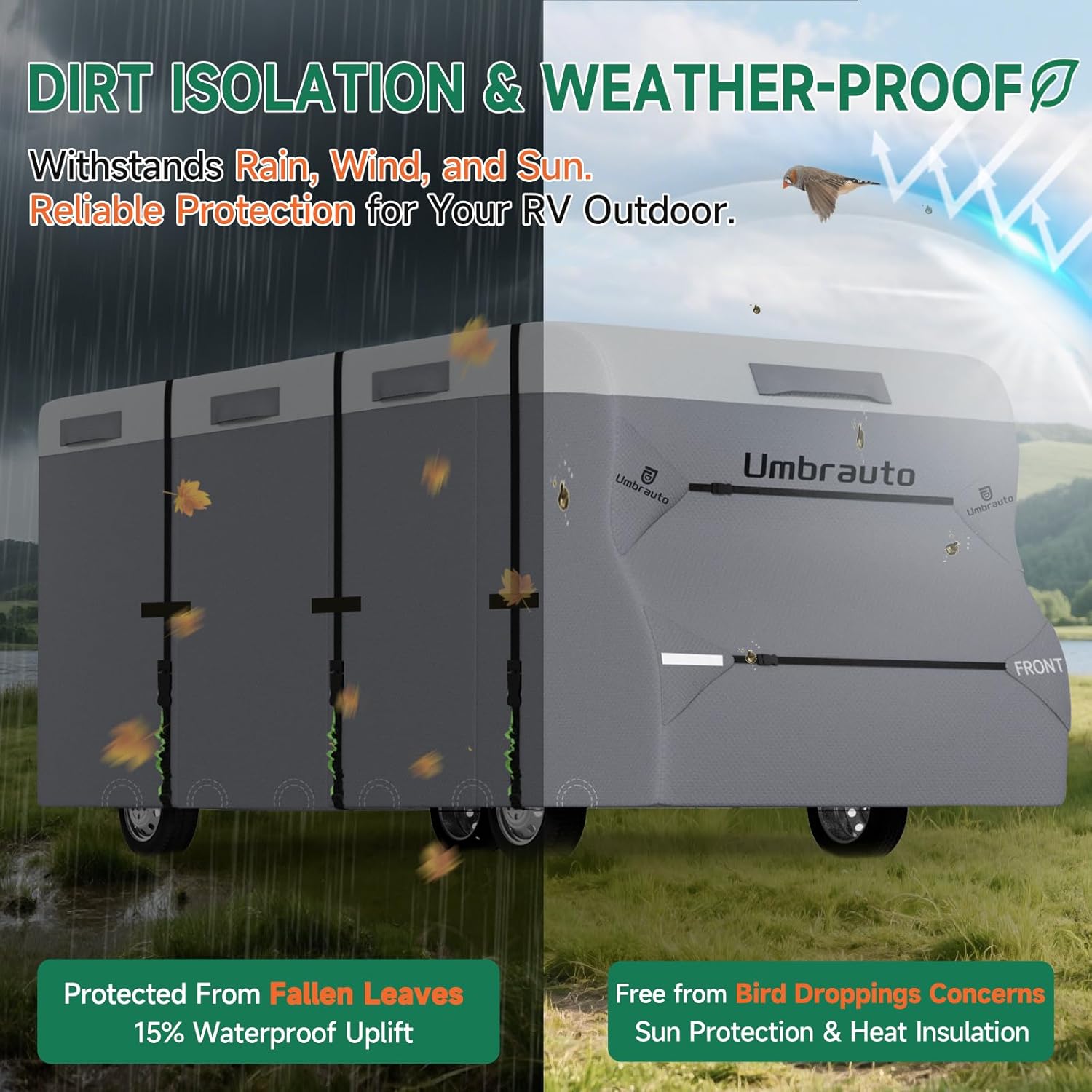 Umbrauto Class C Motorhome Cover – 7-Layer Roof, Gray