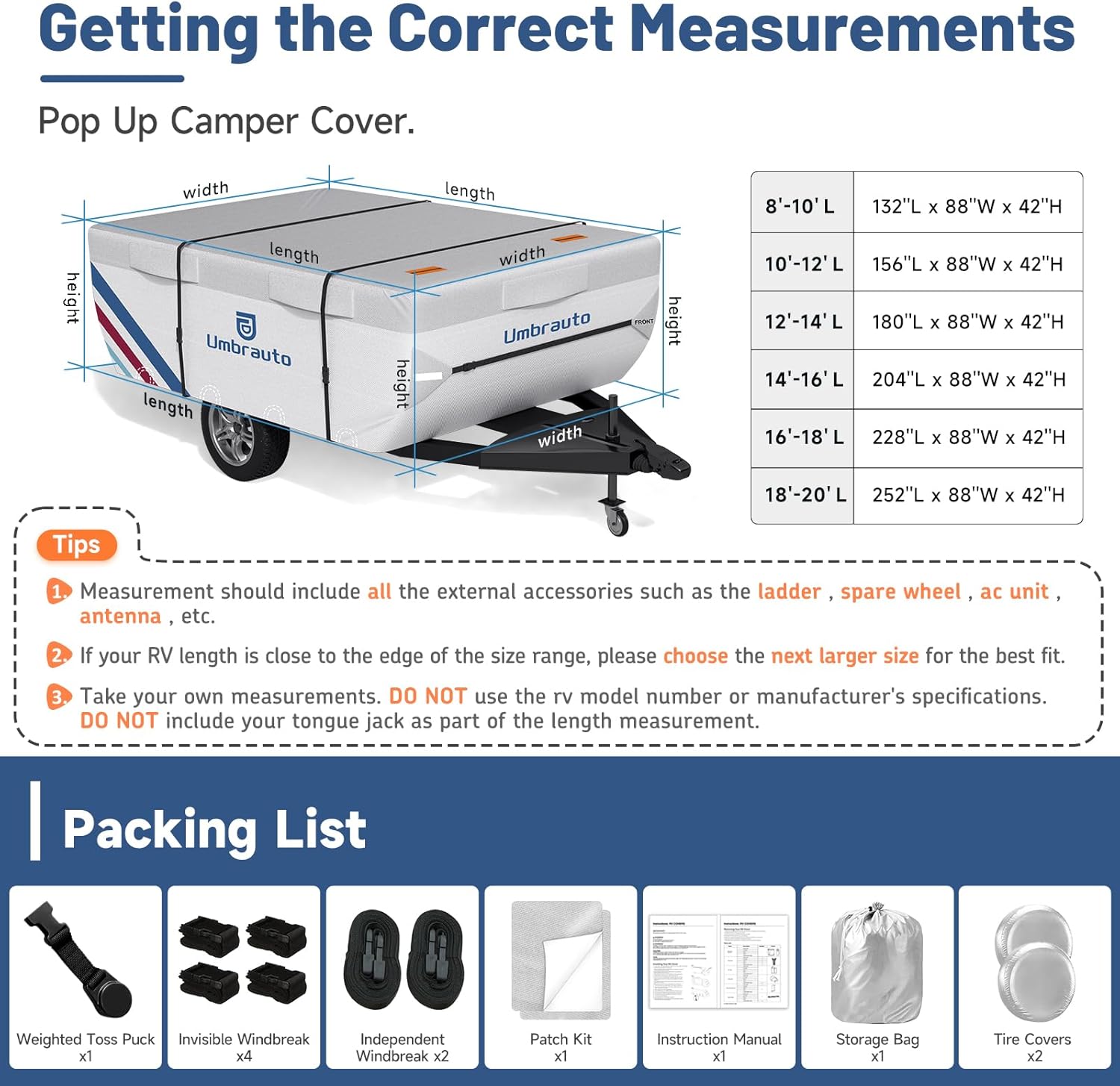 Umbrauto Pop-Up Camper Cover – 300D Oxford