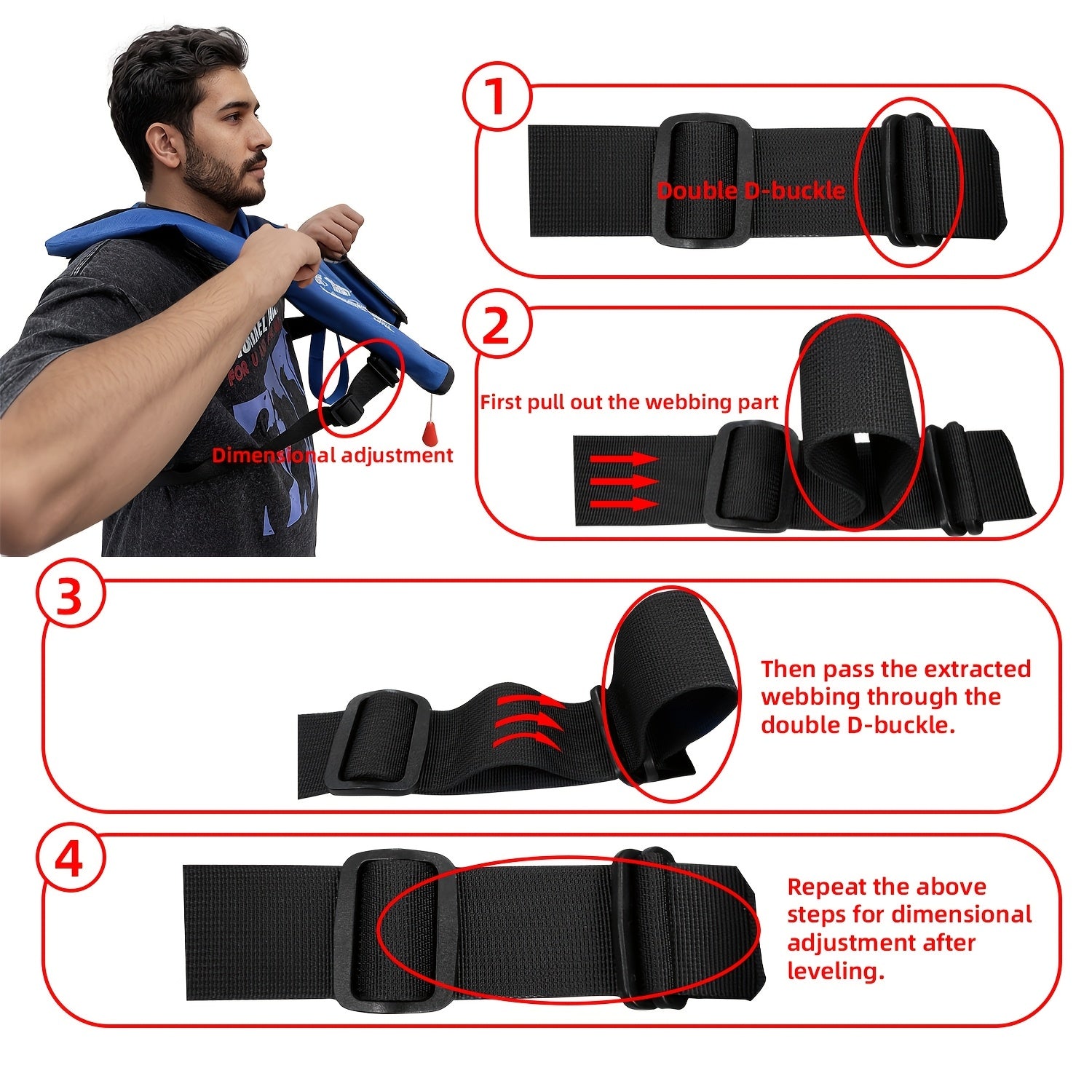 HWAYAN Inflatable Life Vest – Adjustable Adult PFD, 330 lbs Capacity