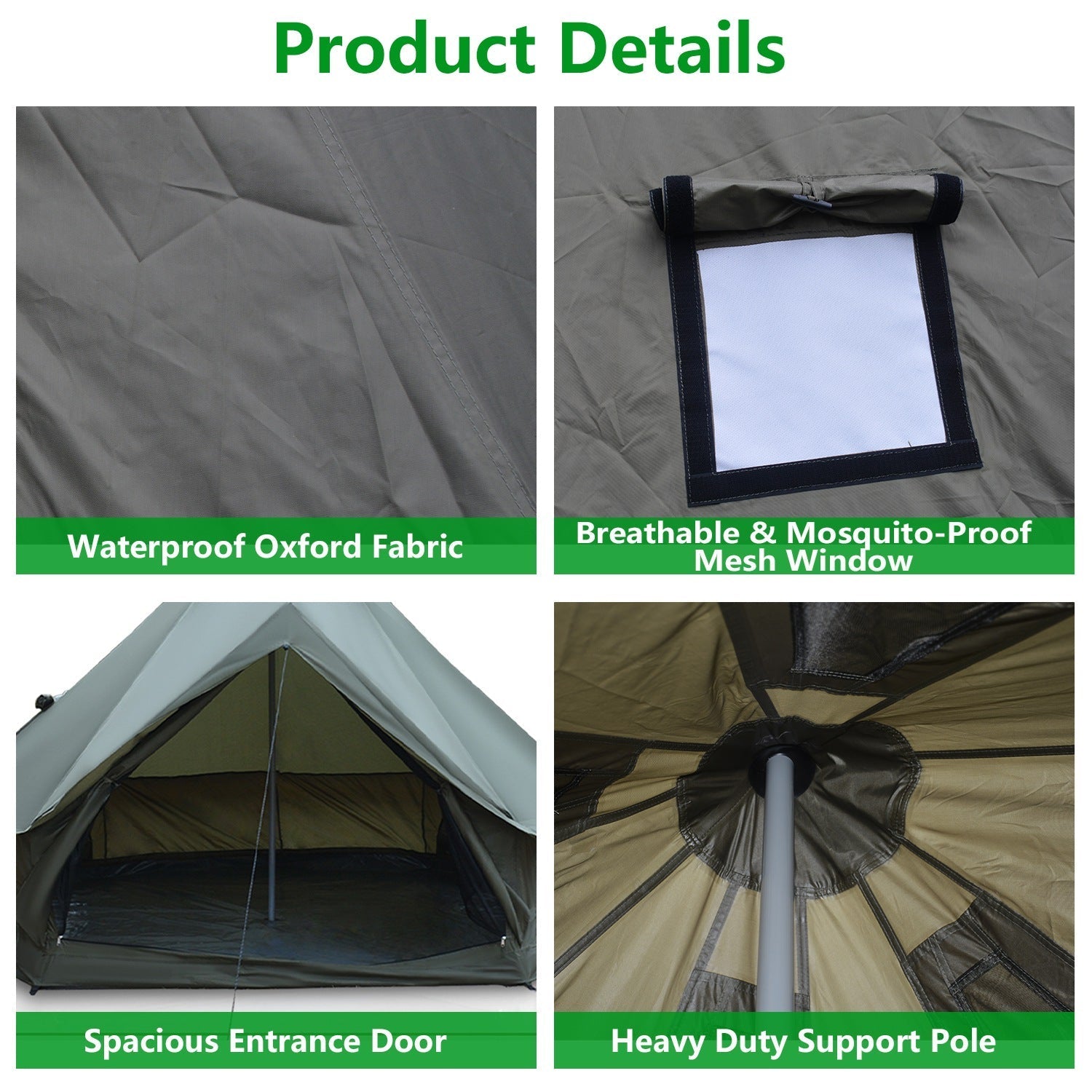Oxford Bell Tent with Stove Jack – 4-Season Family Camping & Glamping Tent