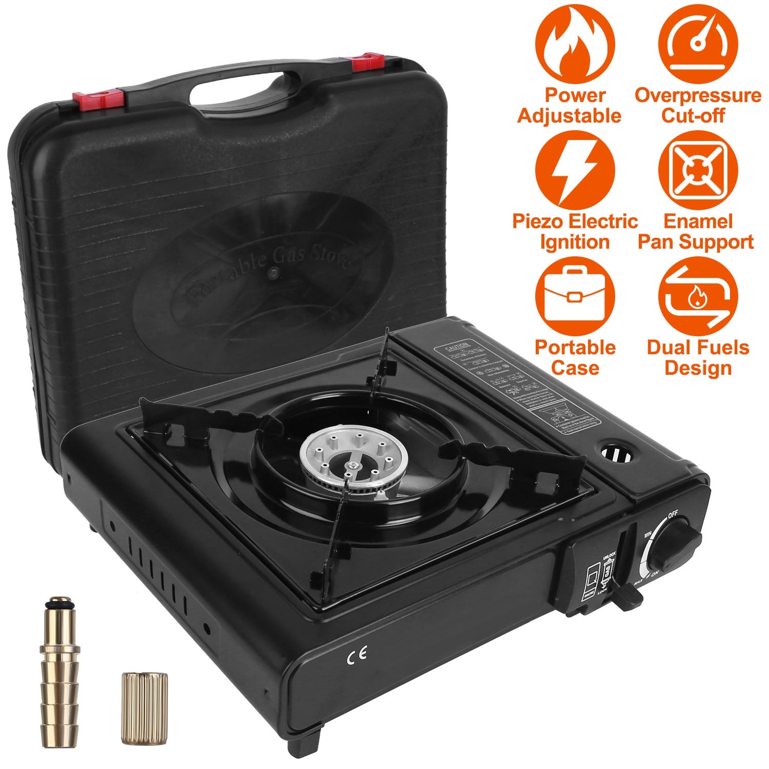 3300W Portable Camping Stove – Dual Fuel Butane Burner with Piezo Ignition & Auto Tank Ejection