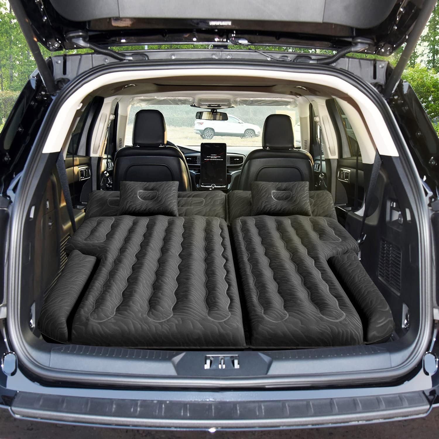 DikaSun Universal SUV Air Mattress – Extra-Thick Flocking, 4-Chamber Design | Black