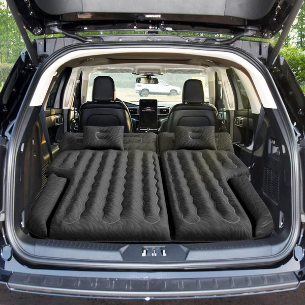 DikaSun Universal SUV Air Mattress – Extra-Thick Flocking, 4-Chamber Design | Black